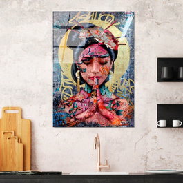 Wallity Cuadro decorativo de pintura en vidrio templado Multicolor 70 x 100 cm